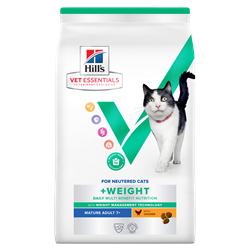Hill's VET ESSENTIALS MULTI-BENEFIT + WEIGHT Mature Adult 7+ tørfoder til neutraliserede katte med kylling 3 kg.